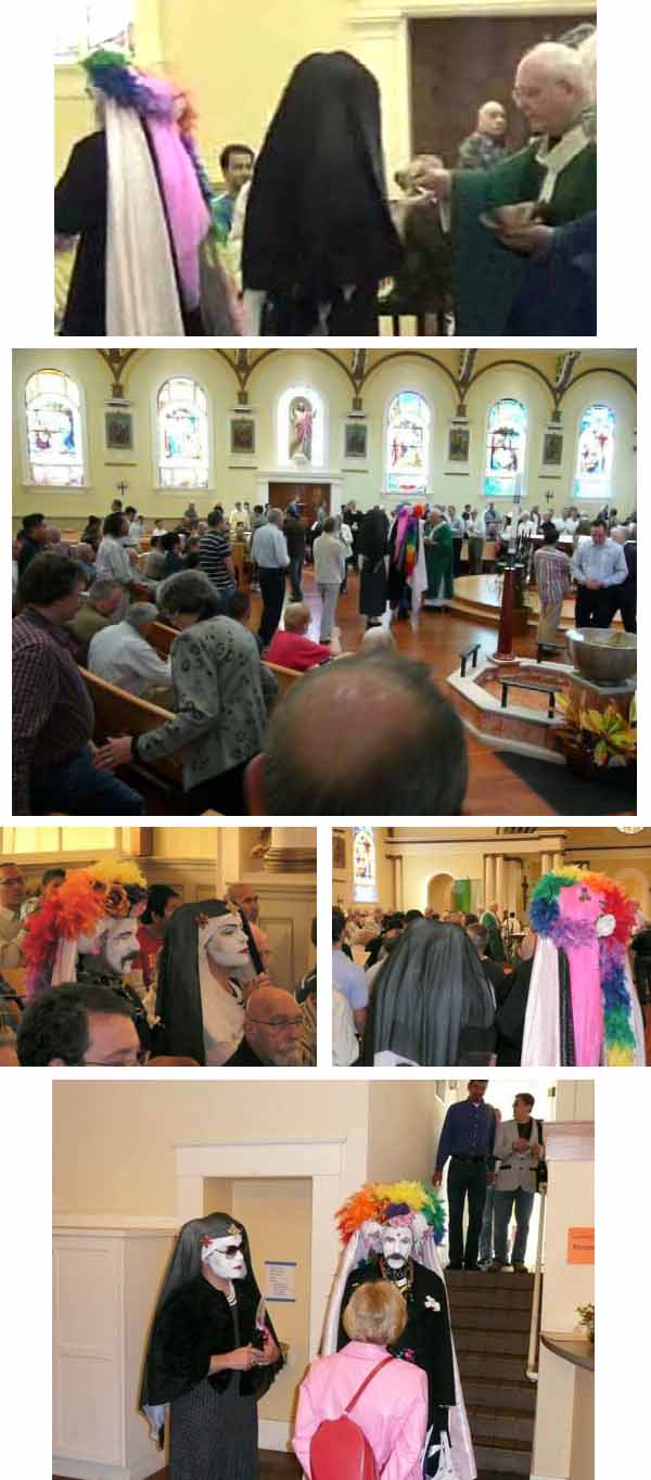 Photos of the Sisters of Perpetual Indulgence active at the Most Holy Redeemer Church